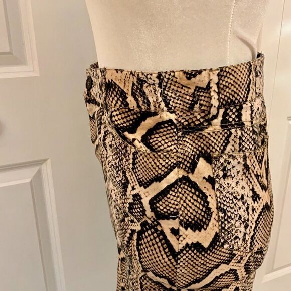Zara Basic Tan Black Snakeskin Print Back Slit Straight Skirt Small - Picture 6 of 9